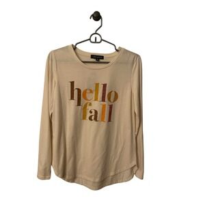 State of‎ Mine Hello Fall Long Sleeve Top Graphic Tee Casual Small